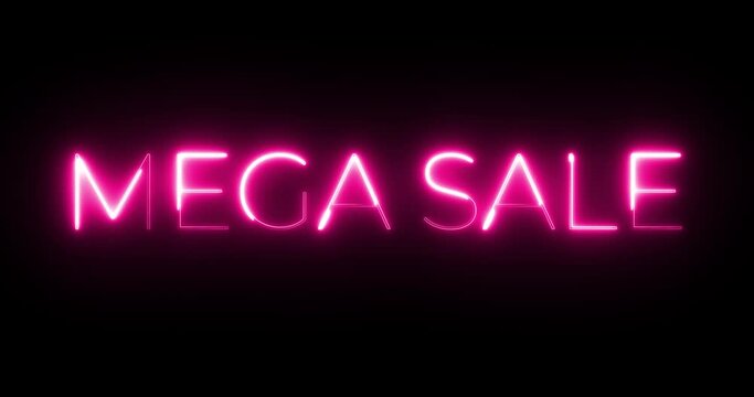 mega sale neon text animation 