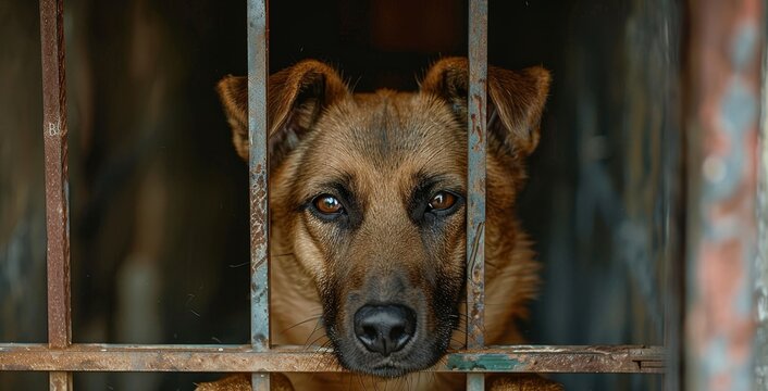 Stray dog in aviary abused