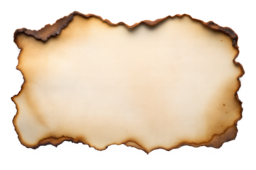 Burnt Paper Effect – Scorched Border: A cutout with a burnt paper effect, featuring a scorched and charred border, isolated on a white background.
