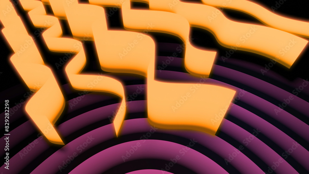 Poster wavy lines move in space on background of circles. design. beautiful wavy lines move in space. virtu