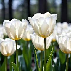 White Tulip blooms 