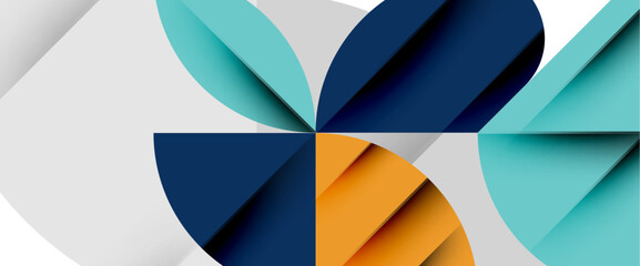 Minimal geometric elements on white. Petals, round triangles, star