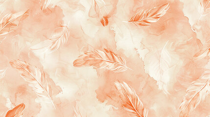 Coral pink pastel feather background