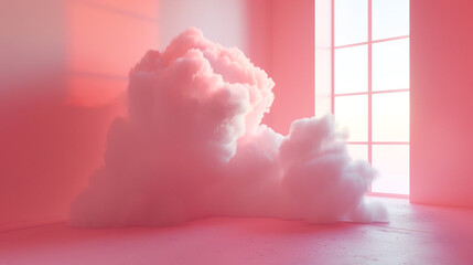 Pink cloud on pastel pink background