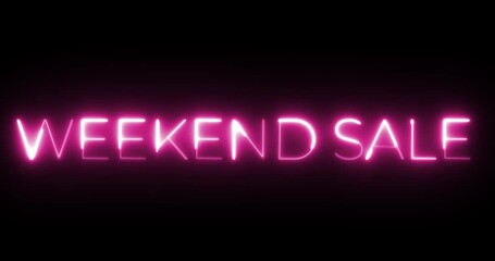 weekend sale neon text animation