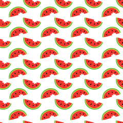Seamless watermelons pattern on white background.