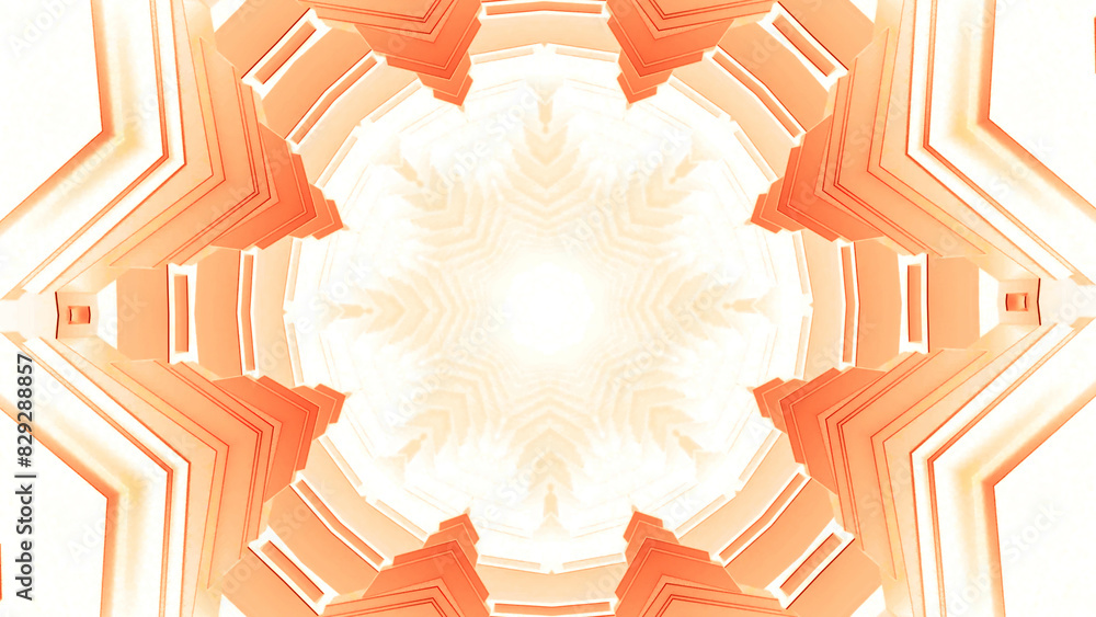 Poster circular tunnel with changing shape in floral. motion. rings and layers of moving tunnel transformin