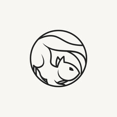 Obraz premium squirrel vector logo design with line art style 2