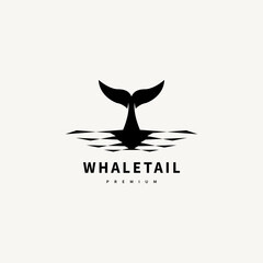 whale tail and wave logo design illustration 5