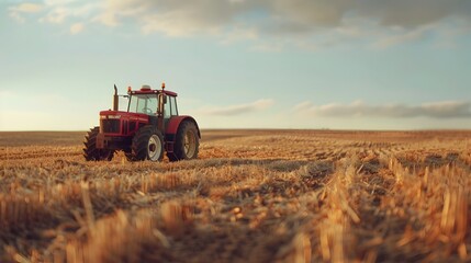 Powerful Tractor in the Field: A Symbol of Rural Life and Sustainable Farming