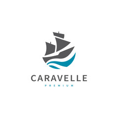 caravelle boat icon logo design illustration 2