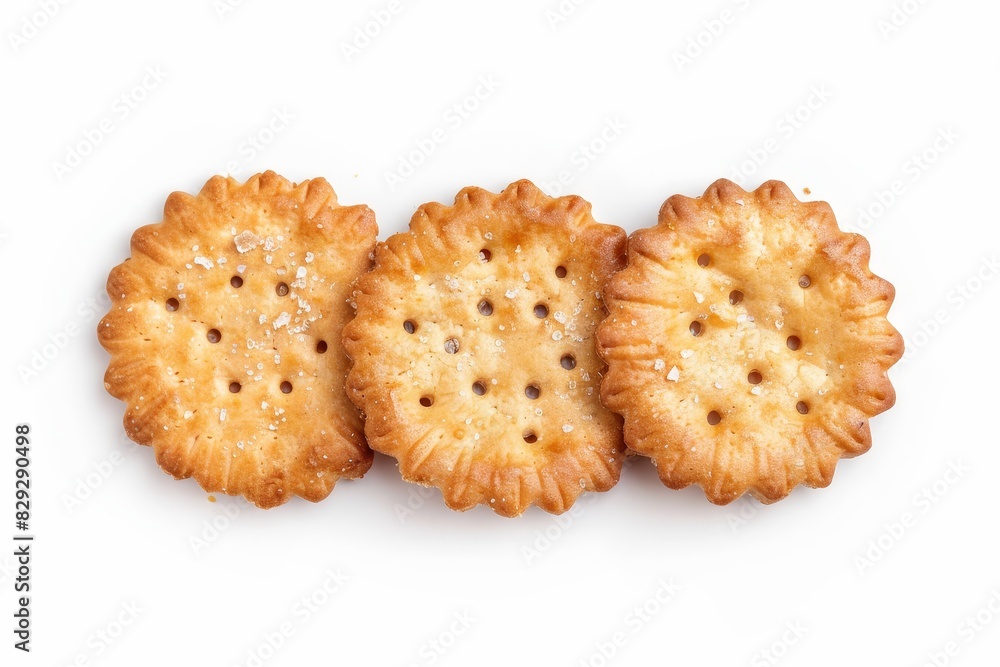 Wall mural top view of salted snack cracker isolated on white background