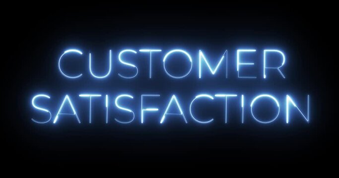 customer satisfaction neon text animation