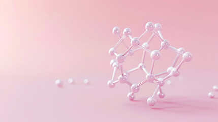 A charming hexagonal molecule, filled with dots, set against a soft, baby pink background.