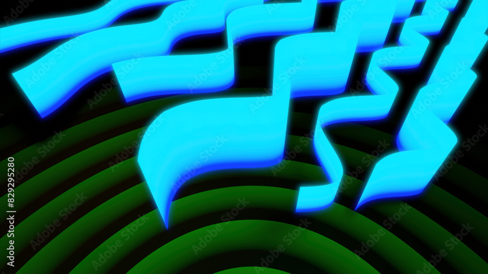 Poster moving wavy lines on spiral background. design. animation with moving wavy stripes in space. wavy st