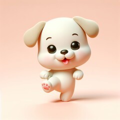 Fototapeta premium cute 3d puppy dancing plain background, happy, smile, funny