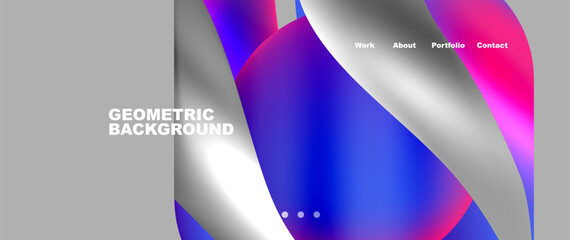 Web page design with geometric elements - circle and wave. Techno art concept. Vector Illustration For Wallpaper, Banner, Background, Card, Book Illustration, landing page