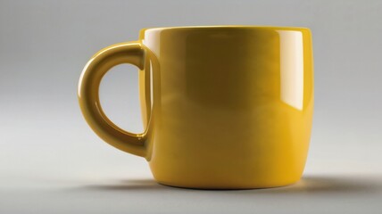 blank yellow mug mockup isolated on white background, coffee cup mock up cutout on empty backdrop