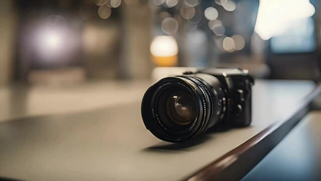 camera on a wooden table