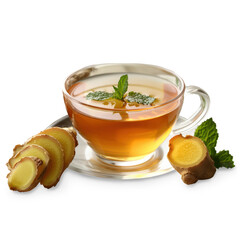 Gingers and ginger juice Isolated on A Transparent Background.