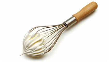 Whisking meringue cream white background