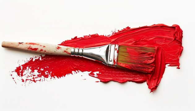 White background with red paintbrush solo - Powered by Adobe