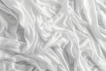 Obraz premium White bedding background with copy space crumpled fabric soft focus