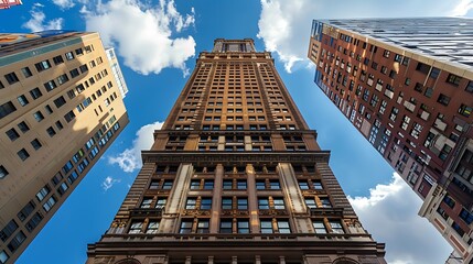Low angle of tall building in manhattan 