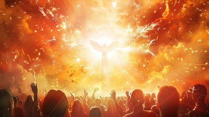 Pentecost illustration, holy fahter, christianity, doves, prayer, bible, 16:9