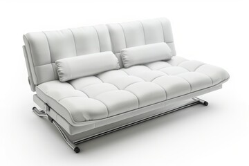Fototapeta premium White leather sofa or folding bed on white background