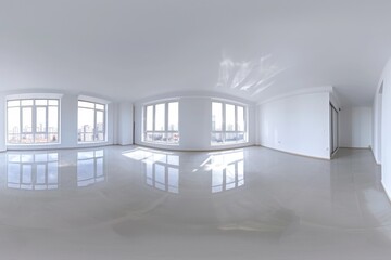 White room with no furniture Full spherical HDRI panorama