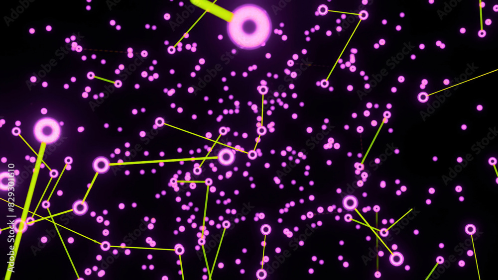 Poster digital constellation dot line moving motion graphics. design. plexus flying structure.