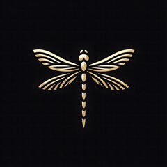 AI Generate of Luxury Dragonfly Logo Concept Stock Vector with Dark Black Background