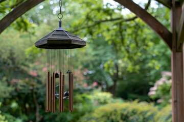 Wind chimes in park pavilion