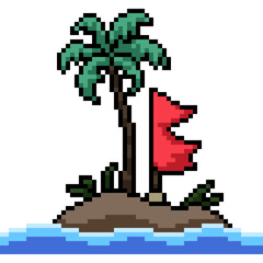 Obraz premium pixel art of red flag island