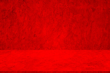 Empty studio interior background and backdrop and product display stand with red shadow on blank...
