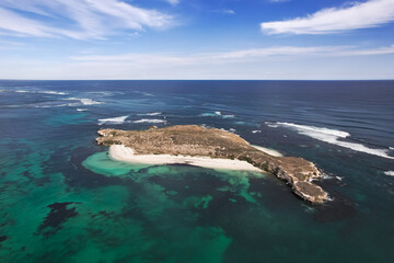 Aerial view of Lancelin Island in Western Australia