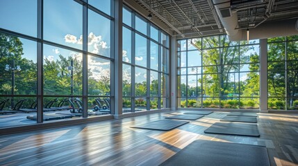 Smart Fitness Studio Embracing Virtual Training and Natural Light