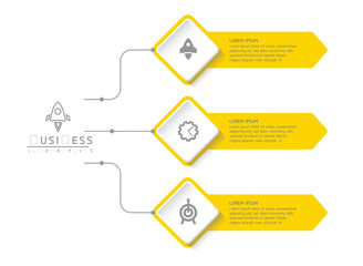 Vector infographic business presentation template connected with 3 options