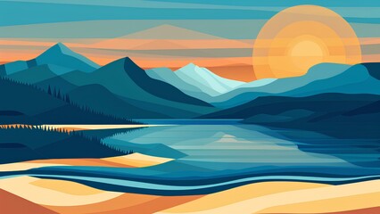 sunset over the lake