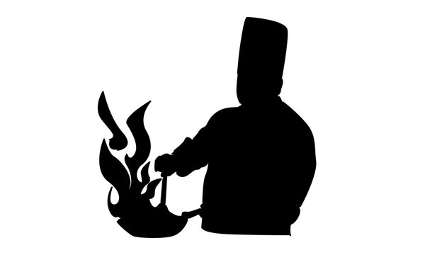 recommend clip art: silhouette of chef cooking food