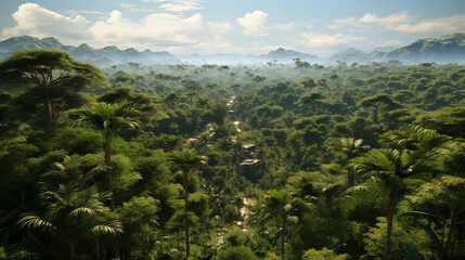 Tropical rainforest. Kongo jungle in Africa. Aerial view of rain forest