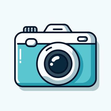 recommend clip art: Blue cyan camera illustration for world photography day celebration