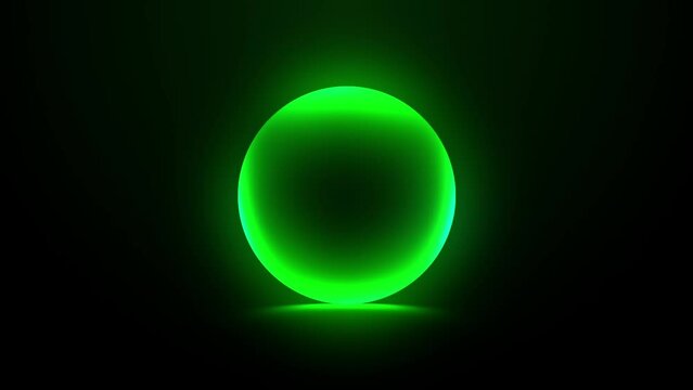 light green glowing ball on a black background, circle light music sound animation