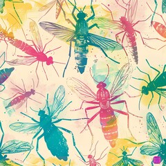 Fototapeta premium Vibrant Illustration of Disease-Preventing Measures Against Mosquitos and Ticks with Symbols of Natural Repellents