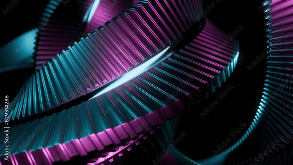 Poster colorful metal spiral rotating in space. design. 3d model of abstract spiral rotating in space. rota