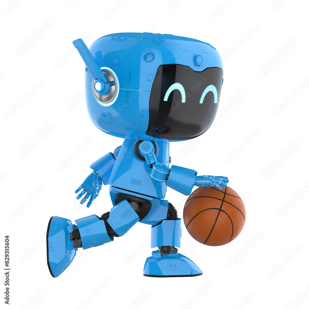 Poster personal assistant robot or artificial intelligence robot play basketball