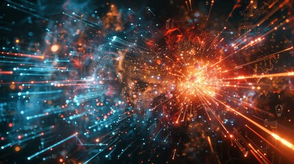 An abstract representation of interconnected clouds forming a network, highlighting the concept of cloud computing and data sharing.