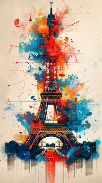 Contemporary artwork of the Tour Eiffel Paris