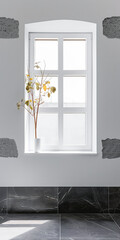 Minimalist interiors with minimal decor and copyspace.